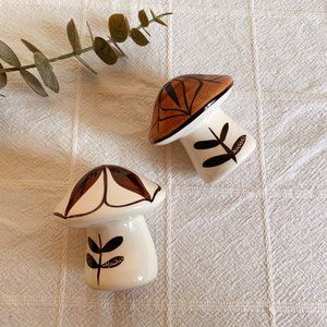 Vintage MCM Mushroom Ceramic Salt Pepper Shakers